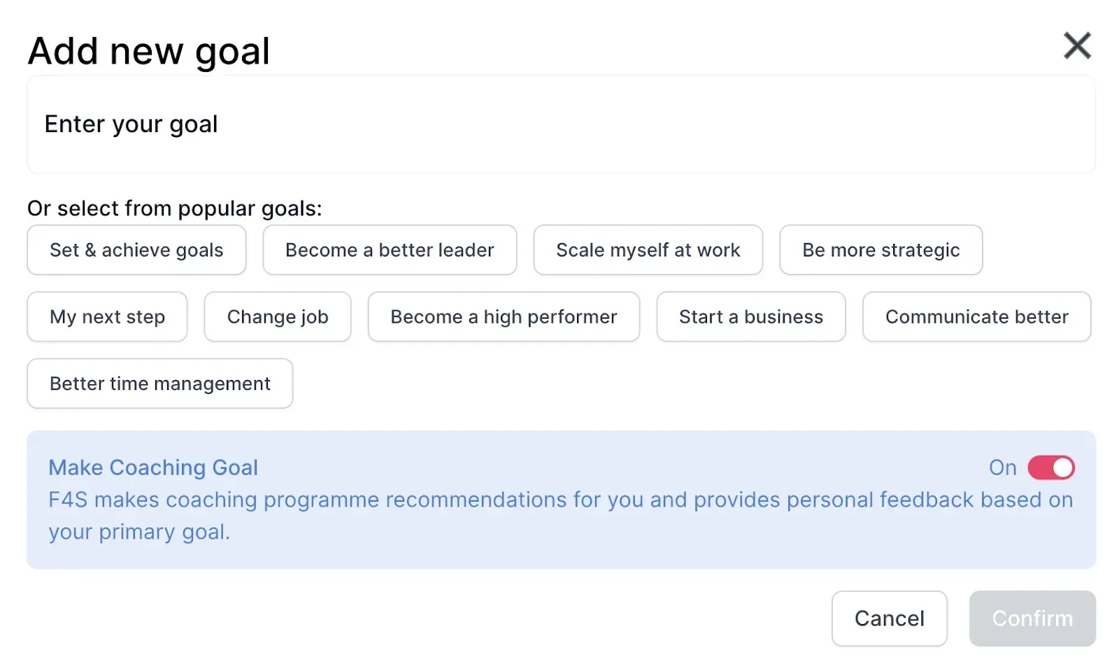 F4S guides you in goal setting 