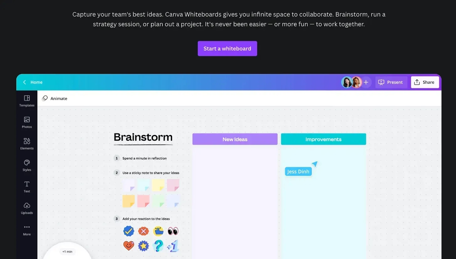 canva team collaboration software homepage