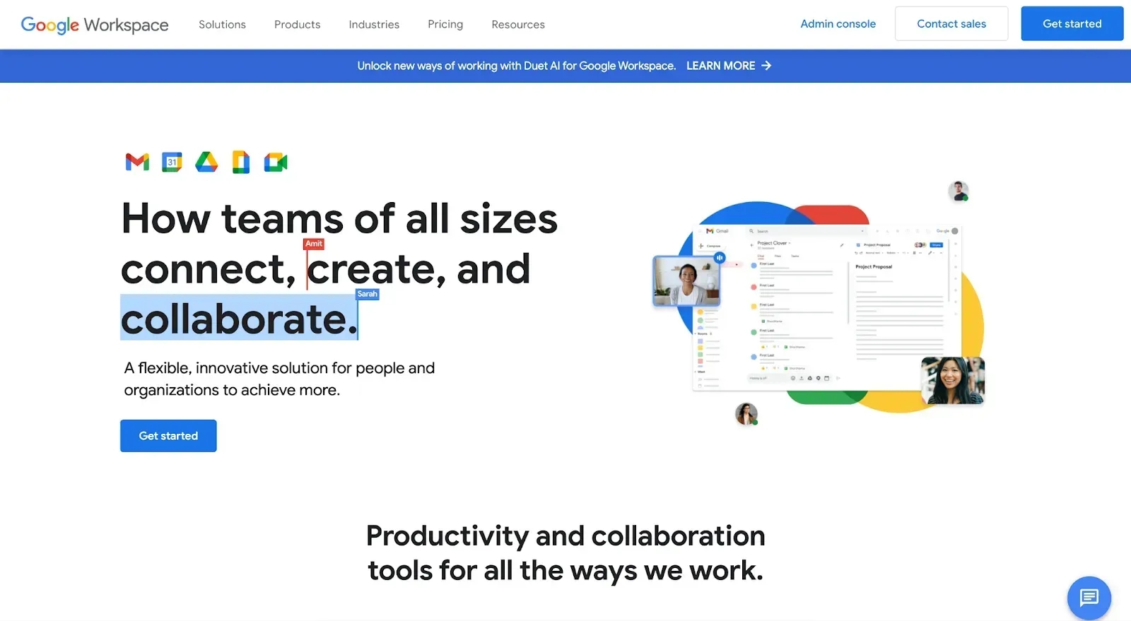 google team collaboration software homepage