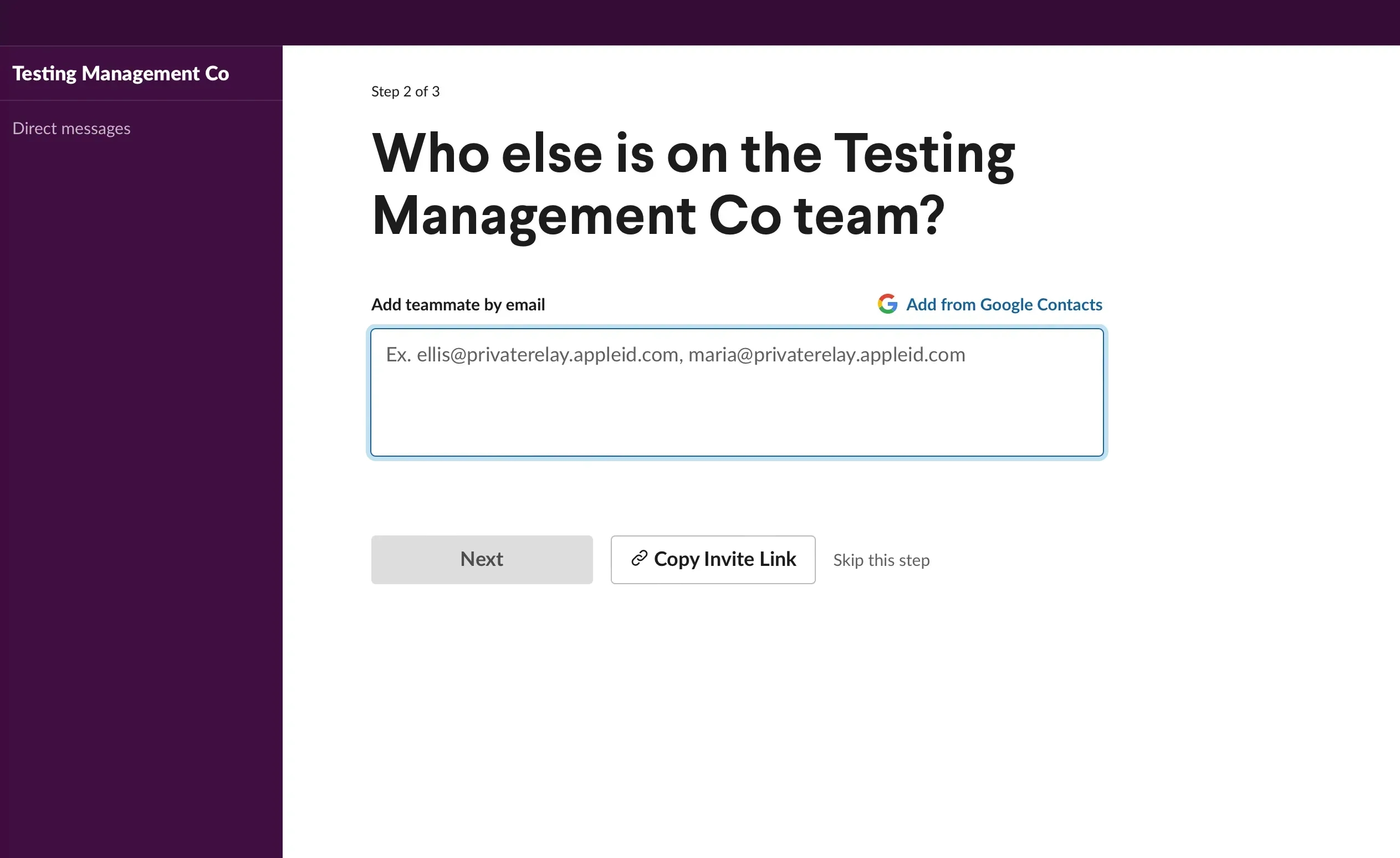 how to optimize slack team communication invite example