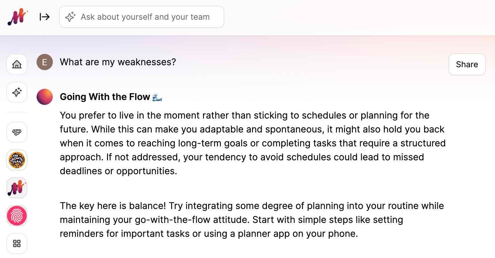 Ask Marlee our AI coach, "What are my weaknesses?"