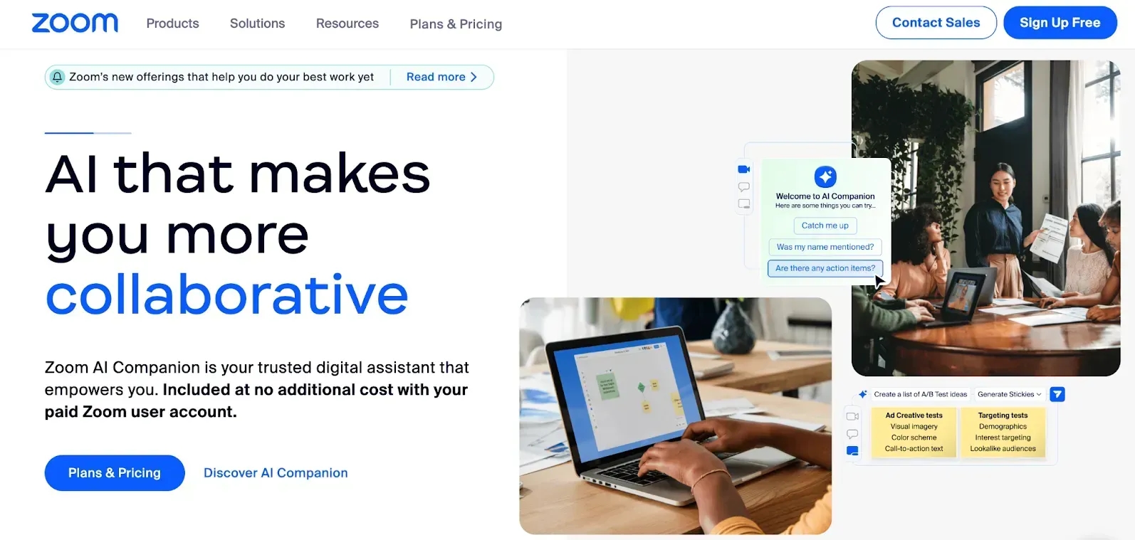 zoom team collaboration software homepage