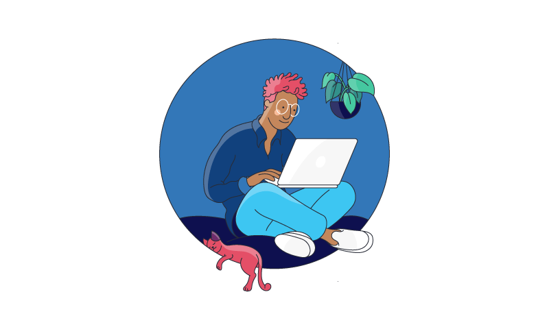 a person sitting with a computer focused on attention to detail for a project
