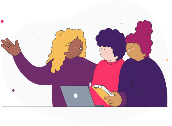 A diverse team engaging in an AI coaching session.