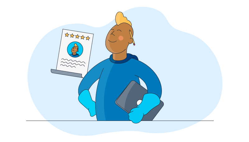 a man is proud of updating his resume with the help of AI app