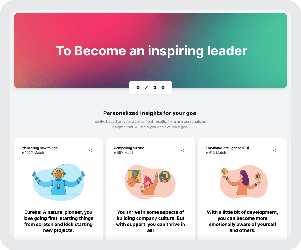 Insights overview of a goal inside F4S app