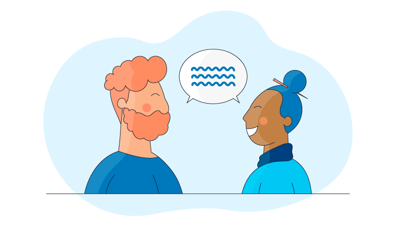 two colleagues talking and using nonverbal communication at work