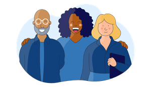 a happy diverse team