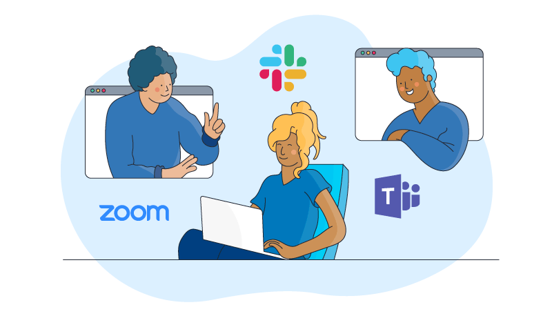 a team using virtual collaboration tools to collaborate virtually