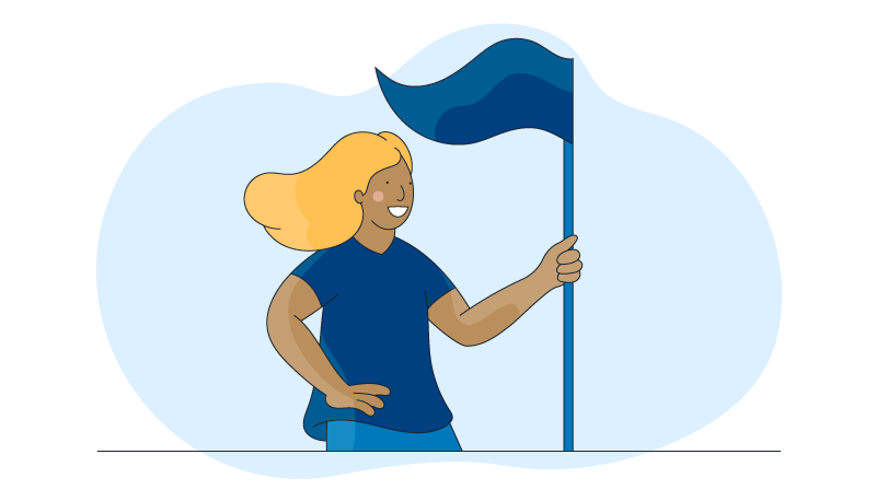 a woman holding a flag with confidence as she stands up to diffusion of responsibility